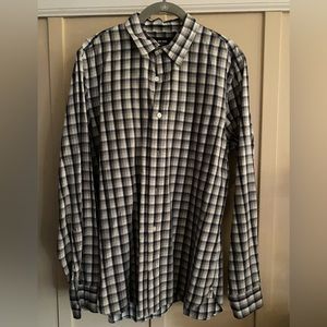 Jack Spade navy blue  and grey plaid button down shirt . Size  M